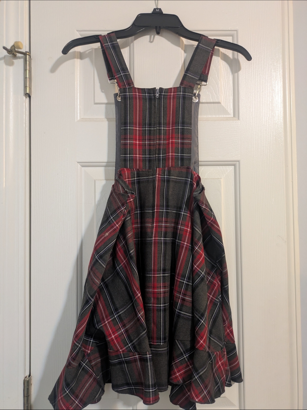 Bonnie Jean Red & Black Plaid Pinafore Dress